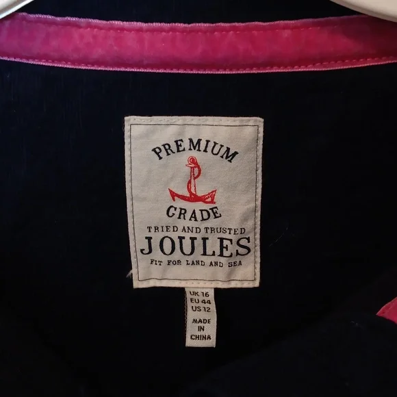 Joules Saunton 12 Women's Striped Top - Navy, Yellow, Green, Pink funnel neck - Picture 3 of 3